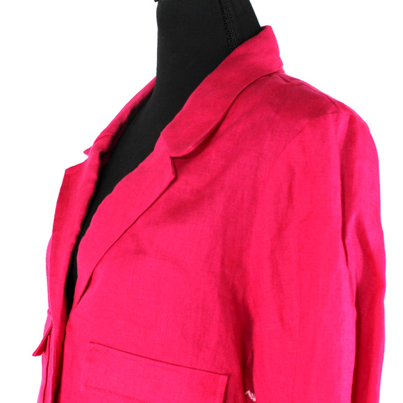 Reformation Elton Linen Blazer NEW Corvette Pink Cropped Button Jacket Size 6 - Picture 4 of 8